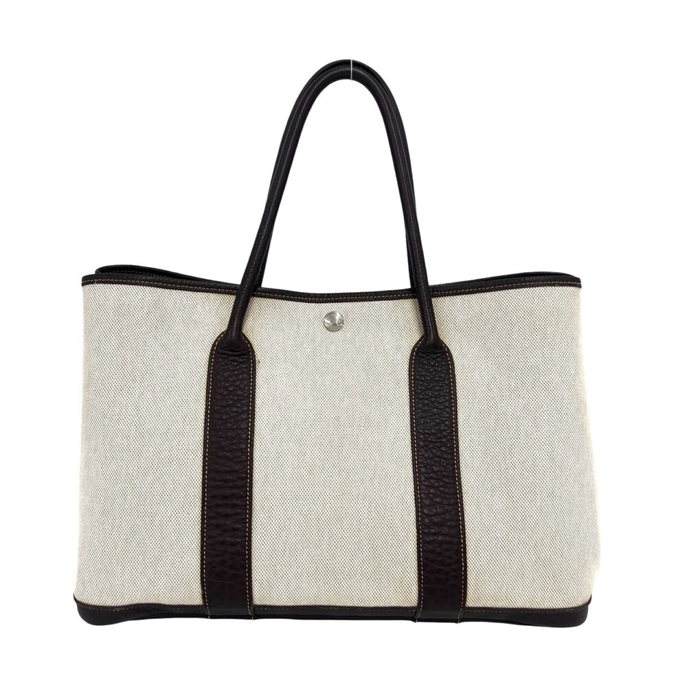 HERMES Garden Party PM Toile H Negonda Tote Bag for Men, Nicotine Brown 622-7